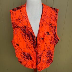 Gamehide Naked North Camo zip front multi pocket hunting vest orange & black
